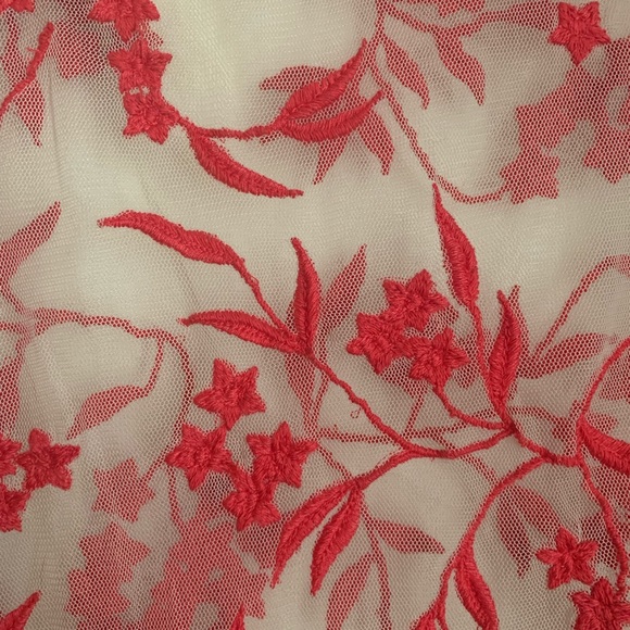 3x coral sheer floral peplum top - Picture 4 of 5